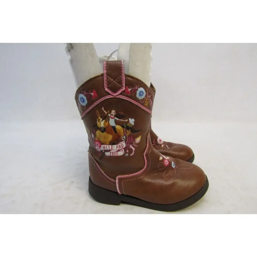 Spirit Dreamworks Wild and Free Toddler Size 7 Brown Zip Cowboy Boots